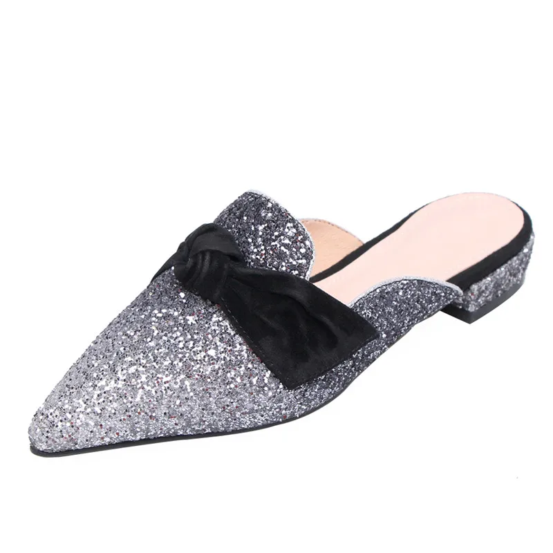 

THEMOST 2019 Women's pointed toe bowknot Slipper Comfort and leisure Lazy person shoes fashion Sandy beach sandals