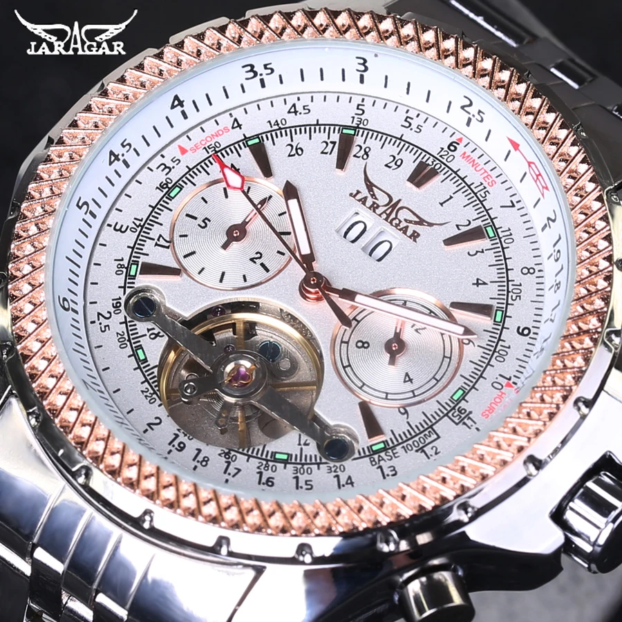 Men Watch Top Brand Luxury font b JARAGAR b font Fashion Big Dial Full Stainless Steel