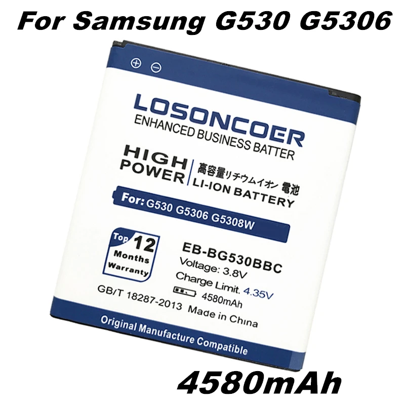 

4580mAh EB-BG530BBE EB-BG531BBE Battery EB-BG530BBC for Samsung Galaxy Grand Prime G530 G530F G530H G531 J500 J3 2016 G5306