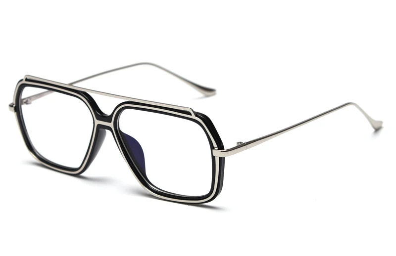 Peekaboo мужские прозрачные Солнцезащитные очки женские многоугольные полуметаллические шестиугольные очки оправа мужские прозрачные линзы высокое качество - Цвет линз: black with clear