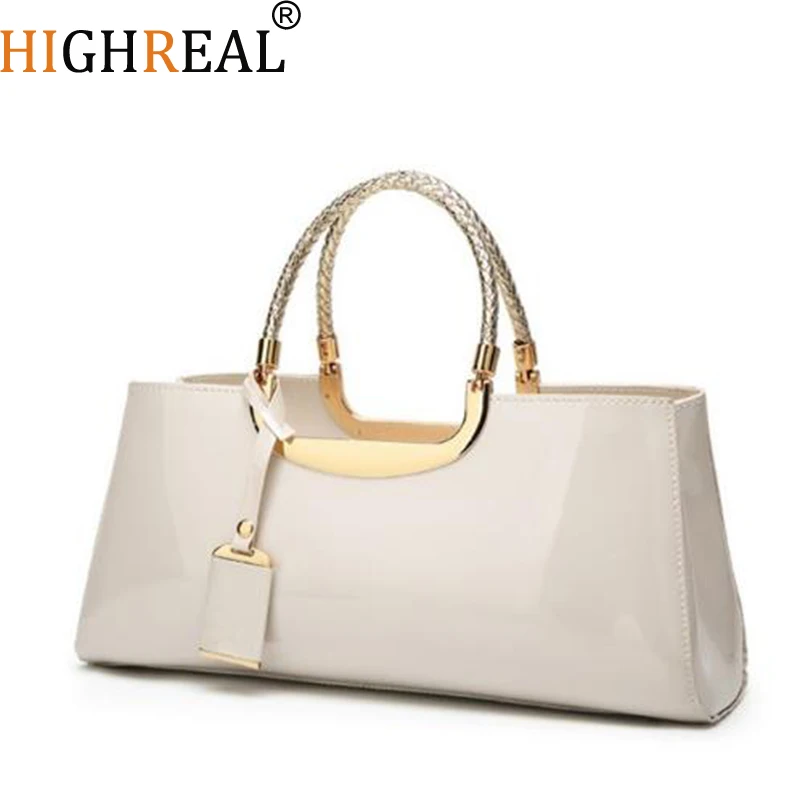

2019 Women Evening Bag Fashion Light Rubber Patent Leather Elegant Handbag Shoulder Wedding Bridal Bag Banquet Bolsa