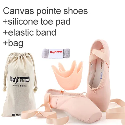Professional Ballet Pointe Shoes Girls Women Ladies Satin Ballet Shoes With Ribbons Canvas