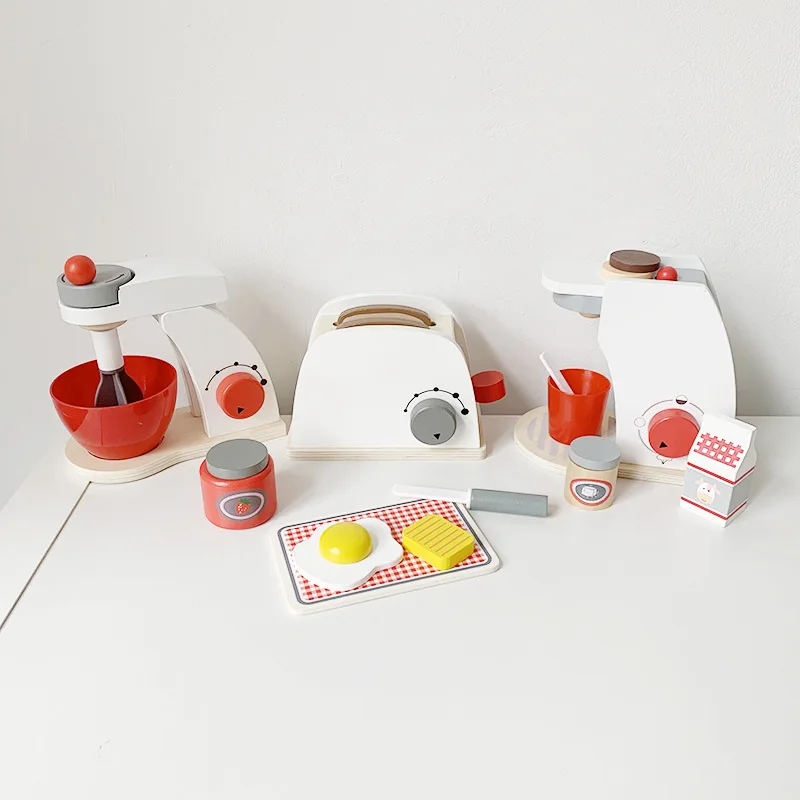 QWZ новые деревянные игрушки для детей, кухонные игрушки, приготовление хлеба, кофемашина, миксер для детей, рождественские подарки