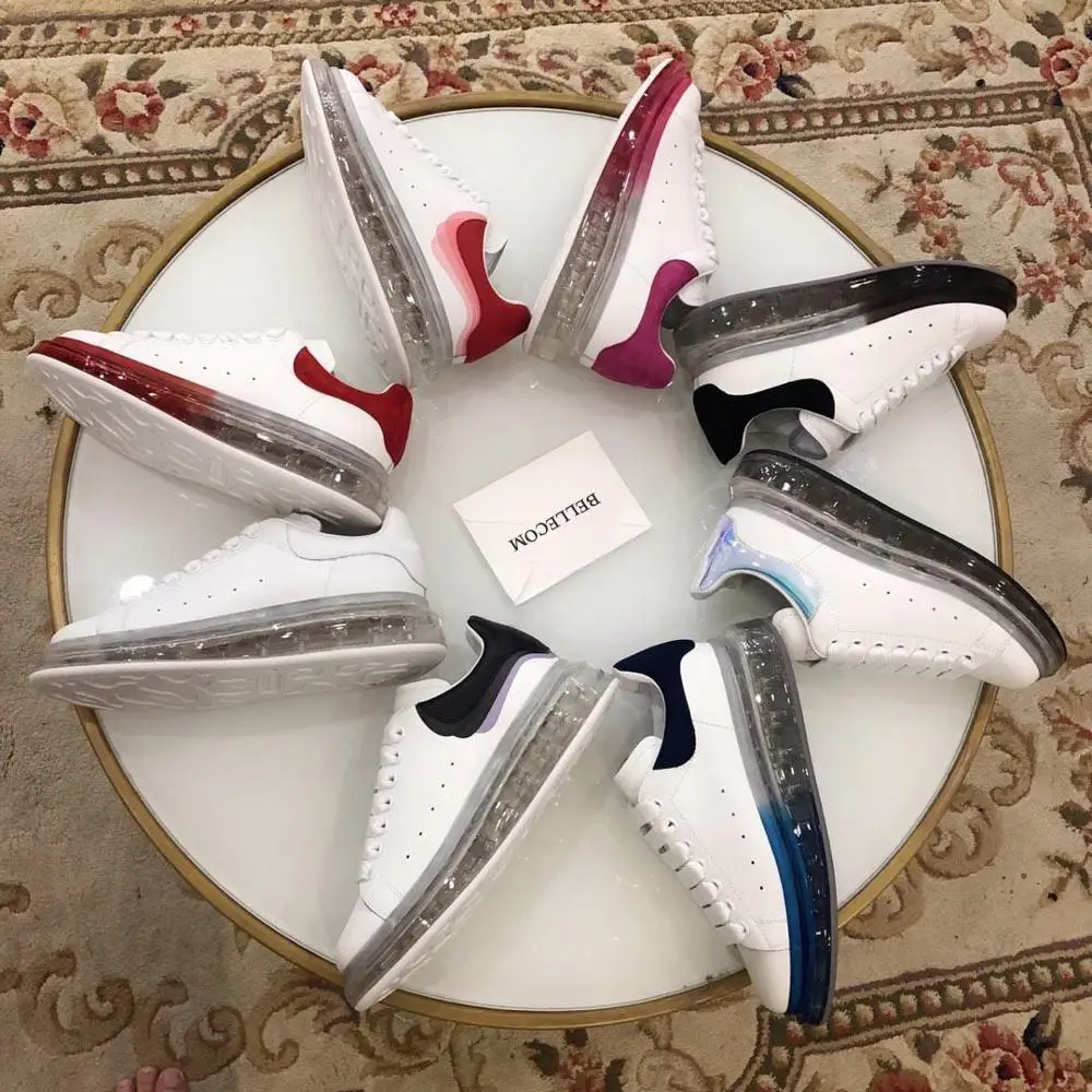 

BELLECOM 2019 new air cushion crystal thick-soled small white shoes genuine leather Korean casual sneaker women