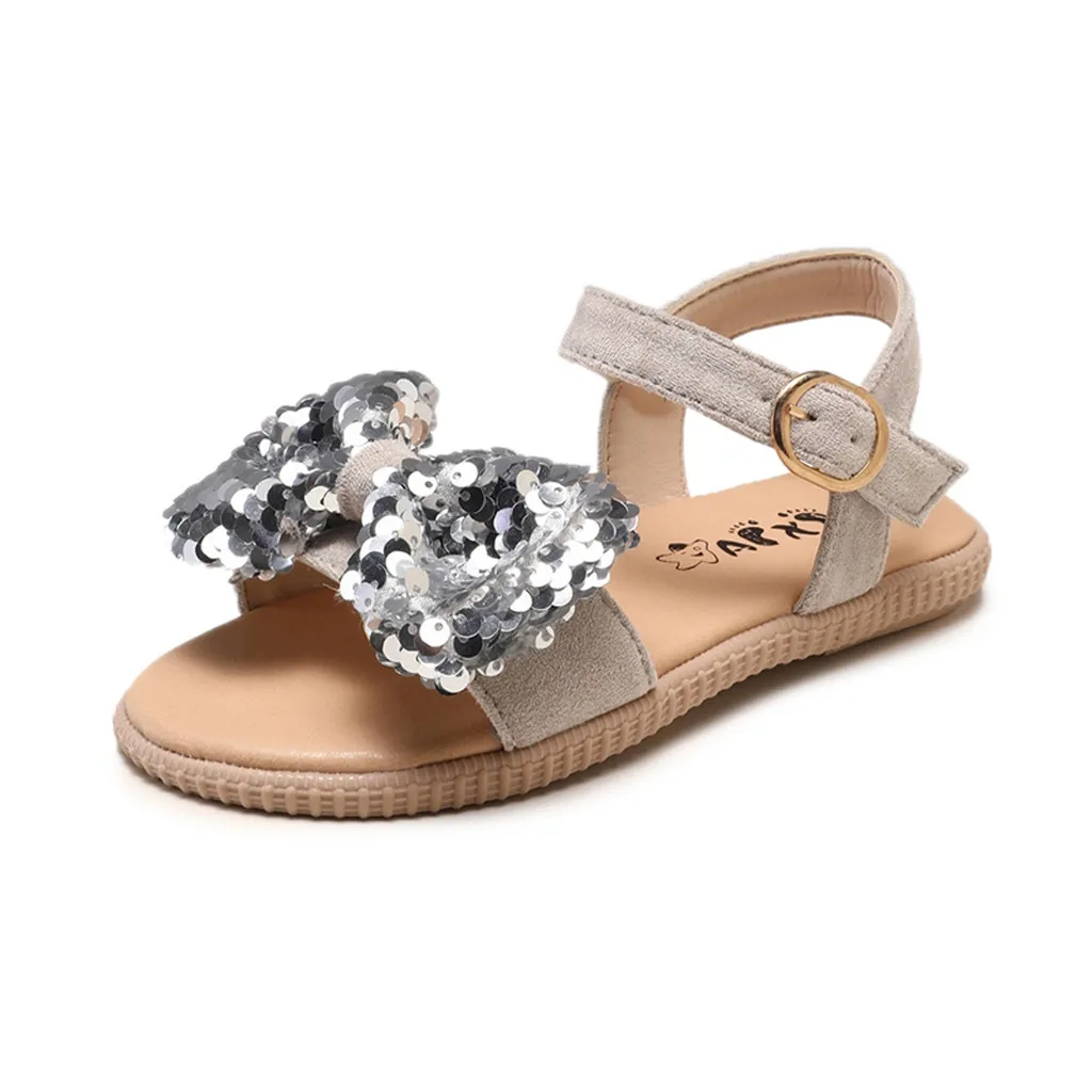 

Children Girl Sandals Korean Version Sequin Princess Breathable Casual Shoes Simple fashion Hook&Loop Shoes