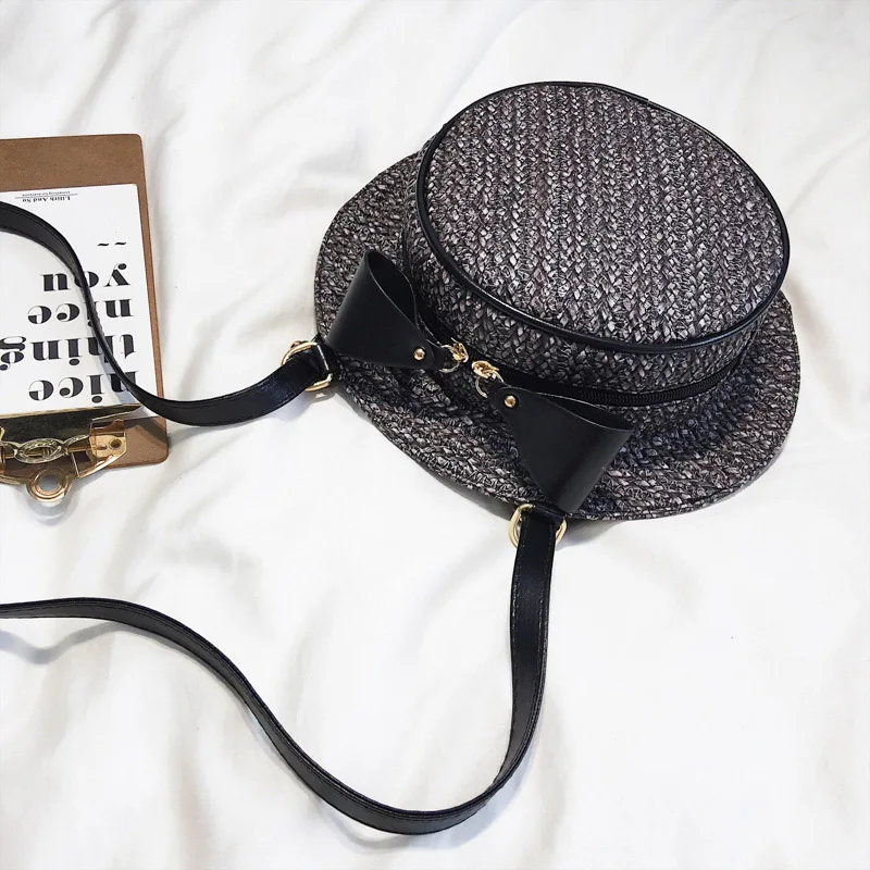 New Fashion Women Summer Straw Backpack INS Popular Female Hat Back Pack Lady Travel Casual Mochila Stripe Knit Crossbody BP3008 (4)