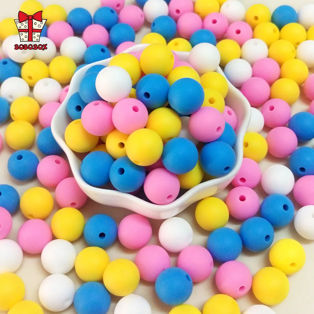 BOBO.BOX-perles en Silicone 12mm | Perle de qualité alimentaire, perle de dentition en Silicone, accessoires sucette chaîne, bébé (lot de 50)