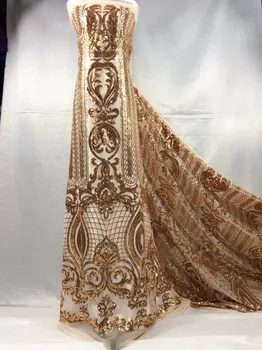 

NEW African lace fabric, French sequined lace high quality African lace fabric, 2018 French gold sequined fabric YY023
