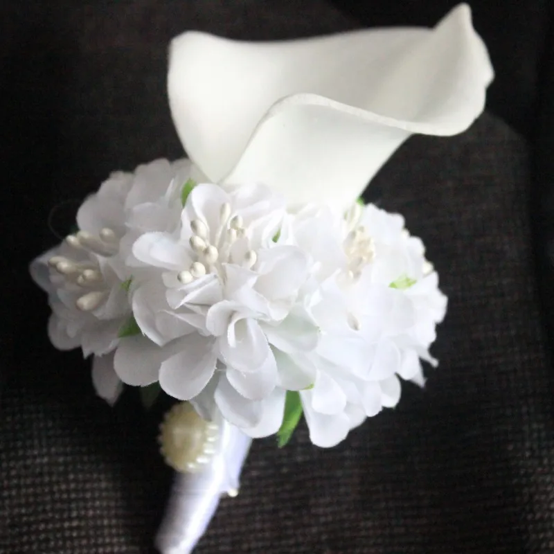 Por Blue Prom Corsages Lots From 1 Piece White Blue Pink Calla Flower Corsage Groom Groomsman Wedding Party Man Suit Men Boutonniere