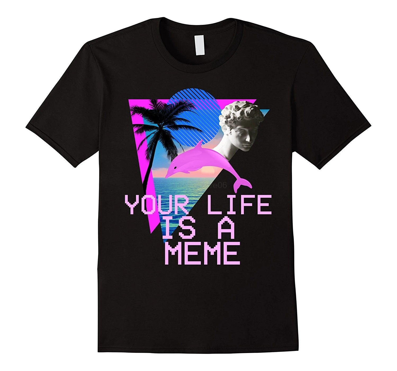 

Vaporwave Aesthetic Your Life Is A Meme Tee Hip-Hop Simple Splicing Tee Tops T-Shirt Sale New Fashion Summer