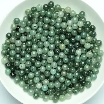 

100 PCS Natural ICY Green Jade (Jadeite) 5-6mm Round DIY Loose Bead Wholesale