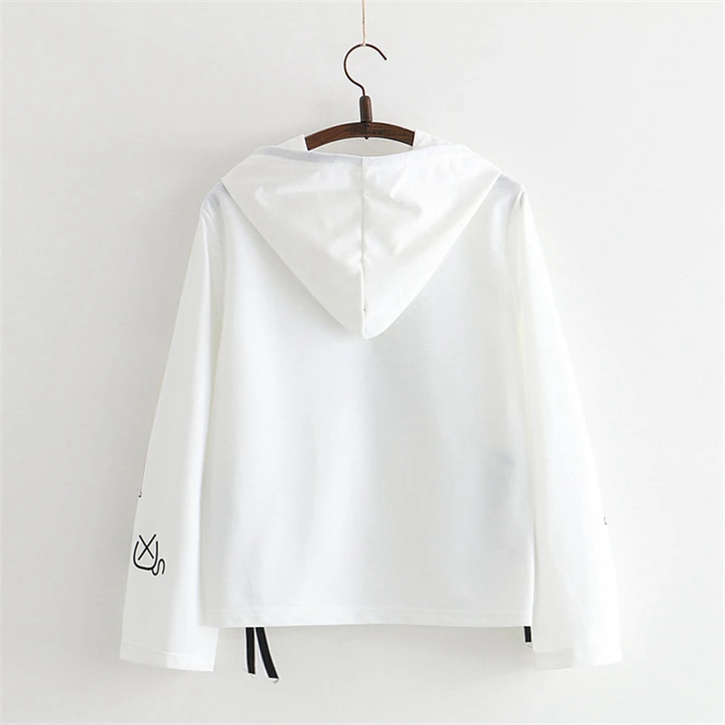 Cheap MERRY PRETTY Cartoon Cat Print Hooded Sweatshirts 2018 Winter Women Long Sleeve Harajuku Pullovers Femme Cotton Lace Up Hoodies