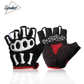

SPAKCT Cycling Gloves Men's Summer Half Finger Bike Gym Fitness Gloves Anti-slip Shockproof Skull Skeleton Bicycle Gloves S-2 XL