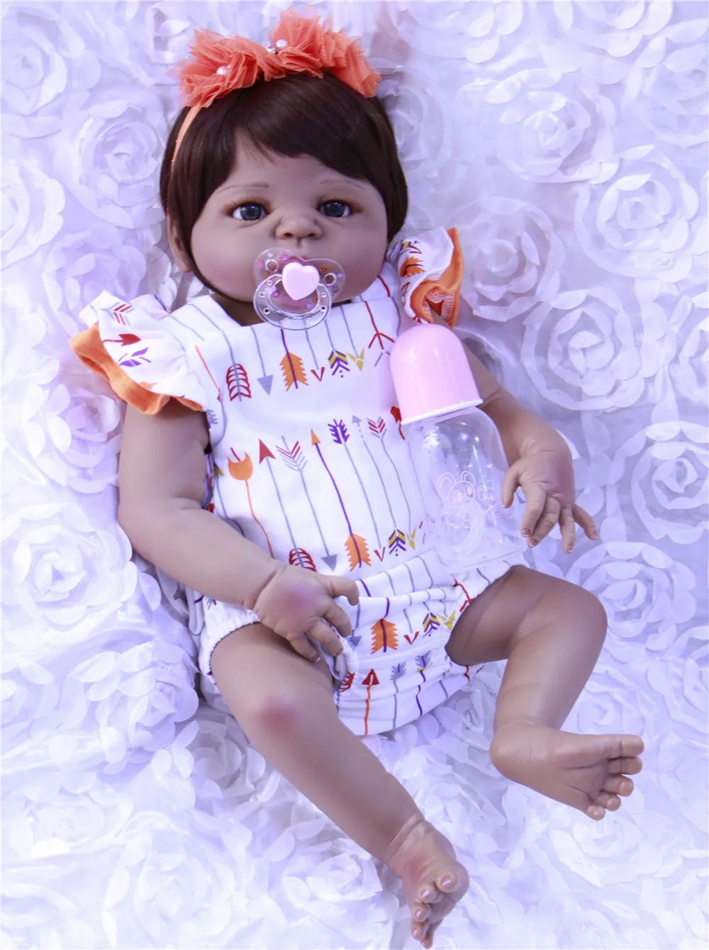 

23inch bebeb 55 cm Reborn Dolls Full Silicone African style ethnic black skin dolls simulation for kids gifts menina bathe toy