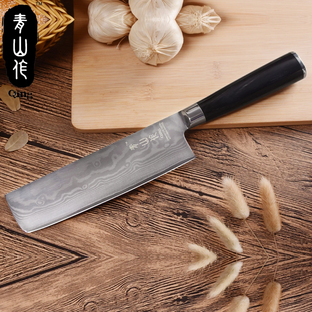 Цин Япония VG10 дамасский кухонный нож шеф-повара цветной деревянной ручкой Профессиональный японский дамасский стальной кухонный нож инструменты для приготовления пищи