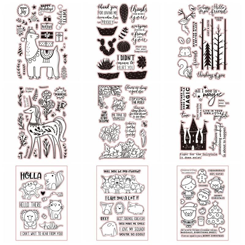 

Cute Animal Transparent Clear Silicone Stamp Set for DIY Scrapbooking/Photo Album Cards Making Christmas Decorative Clear Stamp