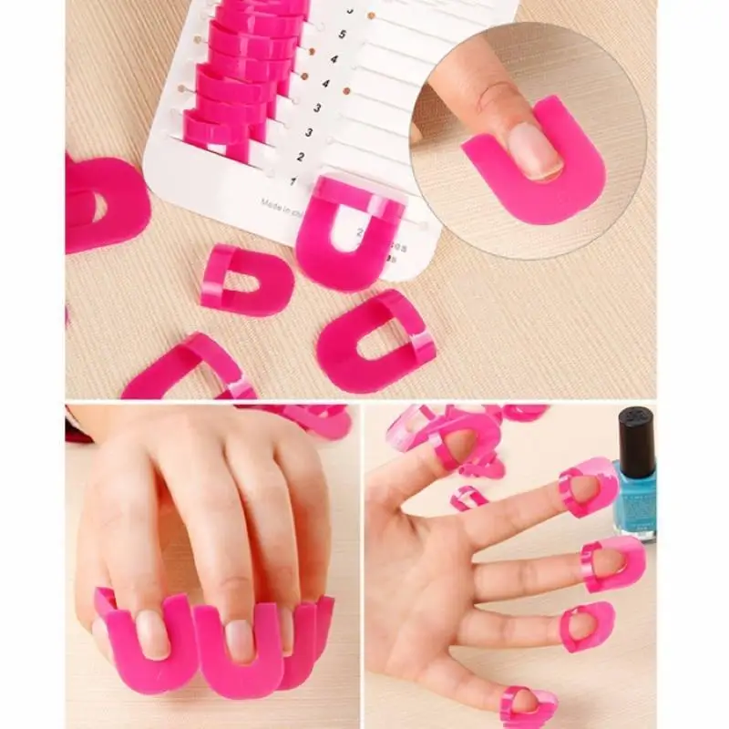 Manooby 26 шт./лот лак для ногтей против затопления пластиковый маникюрный шаблон набор инструментов Уход за ногтями Женская мода модель анти-ногтей