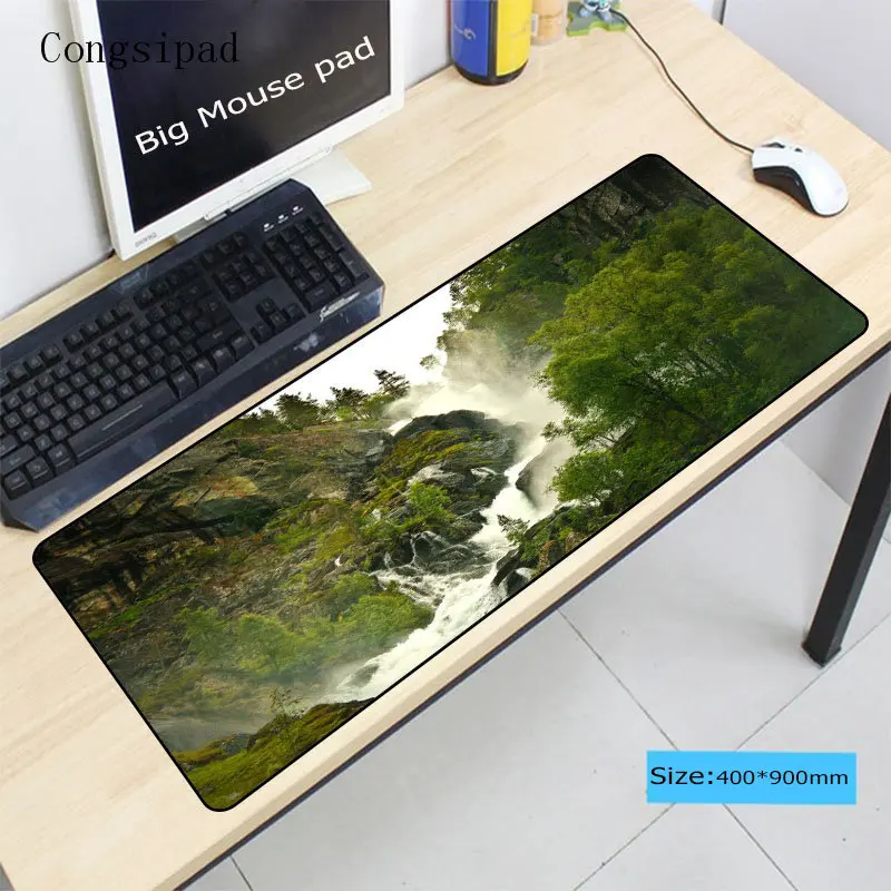  Congsipad Waterfall Scenery 400x900 Large Gaming Mouse Pad Gamer Locking Edge Mousepad Keyboard Mou