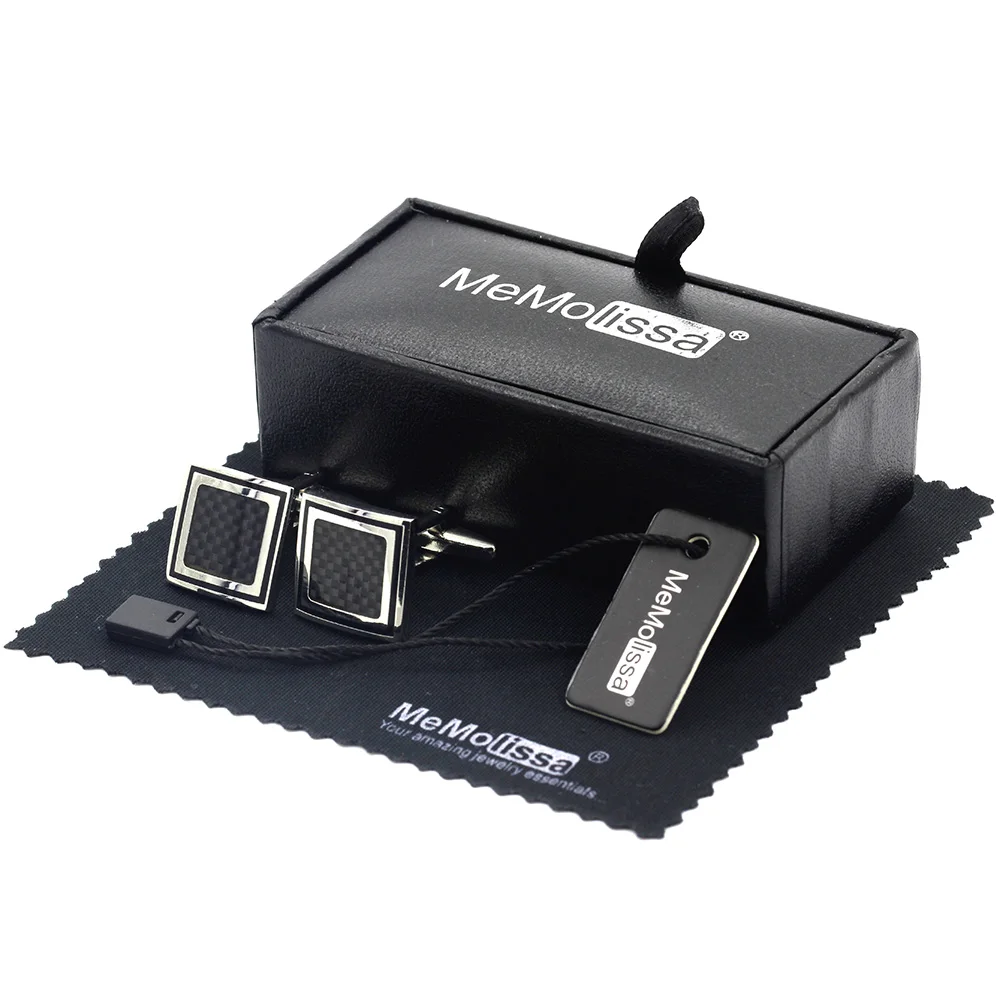 MeMolissa Display Box Trendy Square Cufflinks with Black Enamel Cufflink Christmas Gifts Free Tag &amp Wipe Cloth | Украшения и