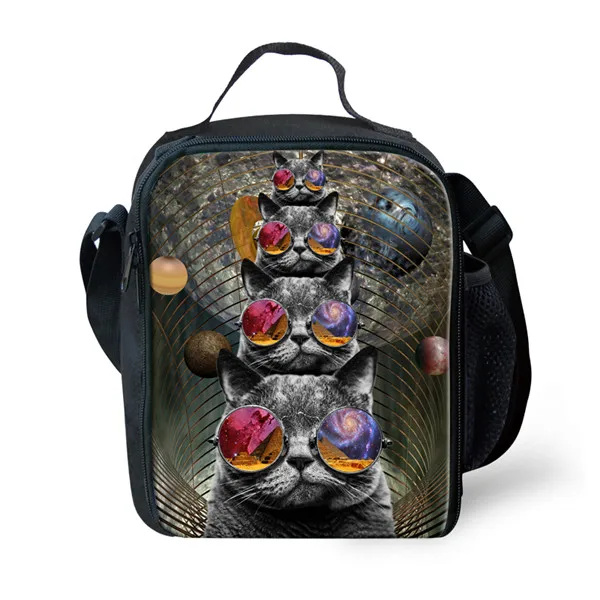 FORUDESIGNS Cute Glasses Cat Lunch Bag for Women Insulated School Girls