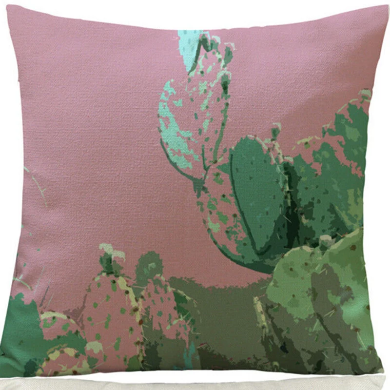 Cactus Tropical Flower Linen Pillow Case Sofa Car Throw Cushion Cover Decorative Pillows Cover for Home Decoration Pillowcase