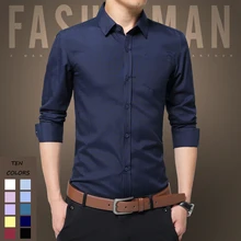 Фирменная новинка мужской строгий деловой Повседневное для худого телосложения с длинным рукавом платье с короткими рукавами и футболки в повседневном стиле, солидные Цвет свадебный смокинг рубашки плюс Размеры 5XL