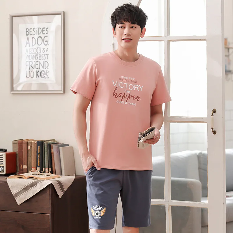 

Men new summer cotton Korean pullover pajamas casual short sleeve shorts thin two piece men pajama sets men pajamas pajama set