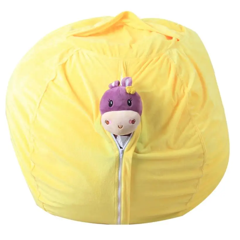 Сумка для хранения toysKids чучело плюшевая игрушка сумка для хранения бобы мягкая сумка полосатая ткань стул подарок 4,6 - Цвет: Цвет: желтый