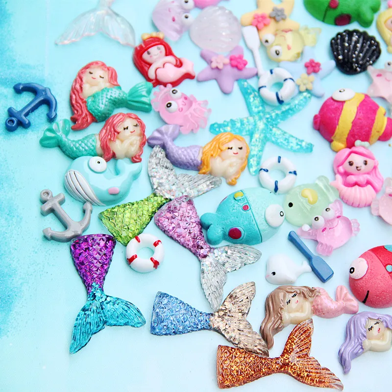 Boutique Ocean Blessing Bag Resin Marine Animal Figure Toys Vinyl Accessories Set Epoxy Mobile Shell Slim Crystal Clay Filler