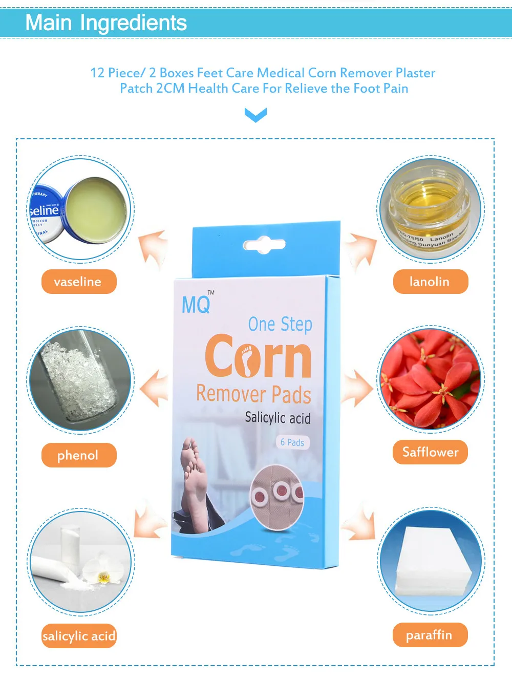 MQ 18 Pieces=3 Boxes Corn Callus Remover Patch Medical Plaster Health Care Corn Cutter Foot Callus Removal