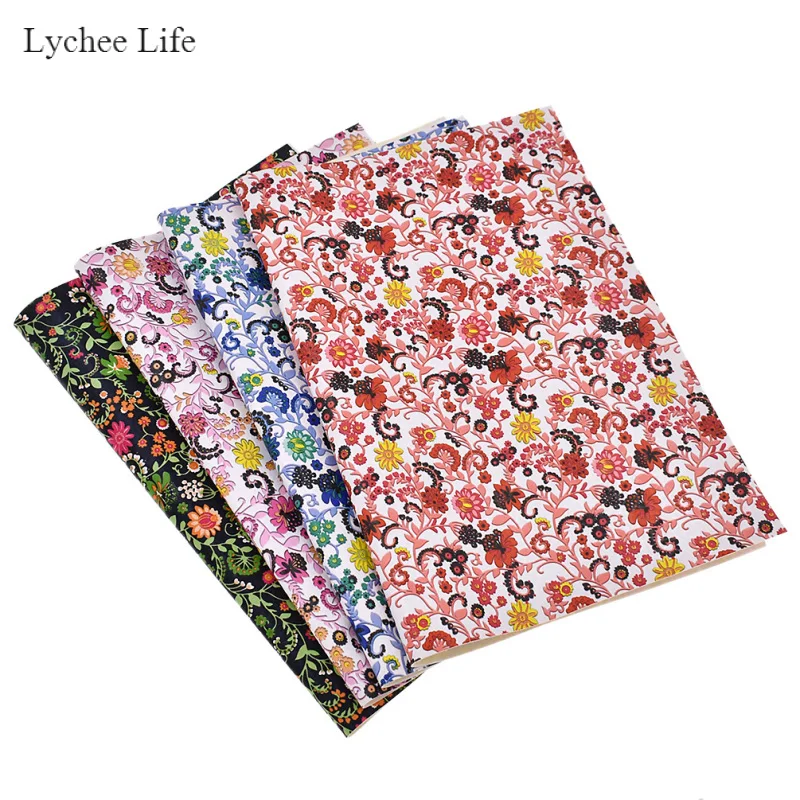

Lychee Life A4 Colorful Flower Synthetic Leather Sewing Fabric For Garment Crafts Decoration DIY Handmade Clothes Accessories
