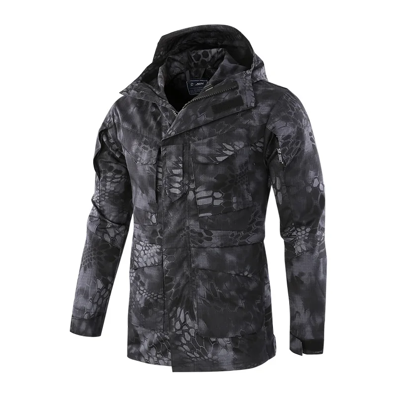 Походное пальто, уличная Водонепроницаемая флисовая куртка, Охотничья ветровка для походов, кемпинга, рыбалки, Мужская Военная тактическая одежда - Цвет: Black Snake