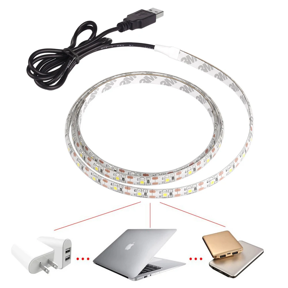 

Z50 5V 50CM TV Background Light 1M 2M 3M 4M 5M USB Cable Power LED strip light lamp SMD 2835 Christmas desk Decor lamp tape