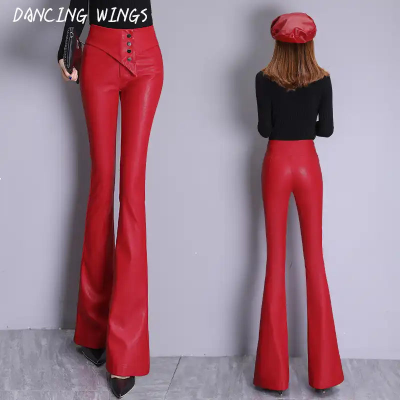 red leather bell bottoms