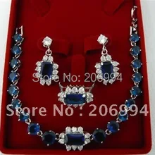 Модные ювелирные изделия красивый синий циркон браслет серьги кольцо Набор