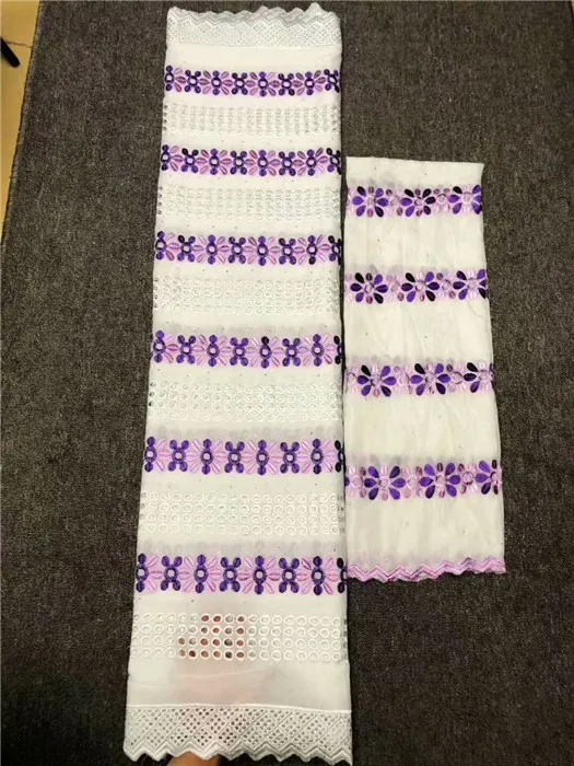 

Fashion 5y African cotton lace fabric matching with 2y Swiss voile scarf fabric for dress set NCV3(5+2y)