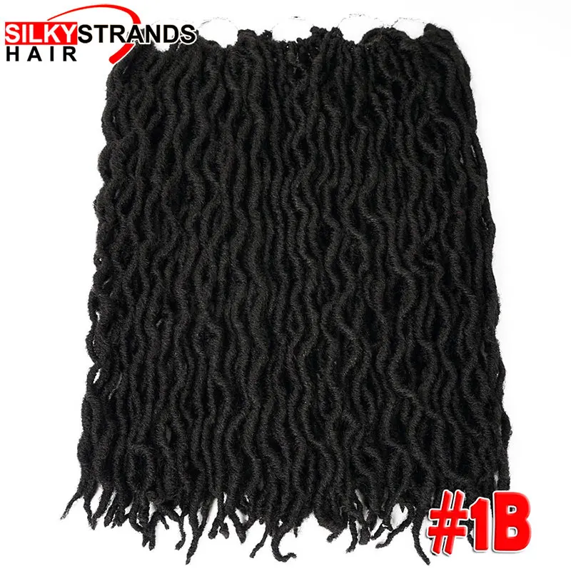 Ombre Goddess Faux locs волосы шелковистые пряди крючком косы три тона 20 дюймов Синтетические жгуты для вплетания 100 г - Цвет: # 1B