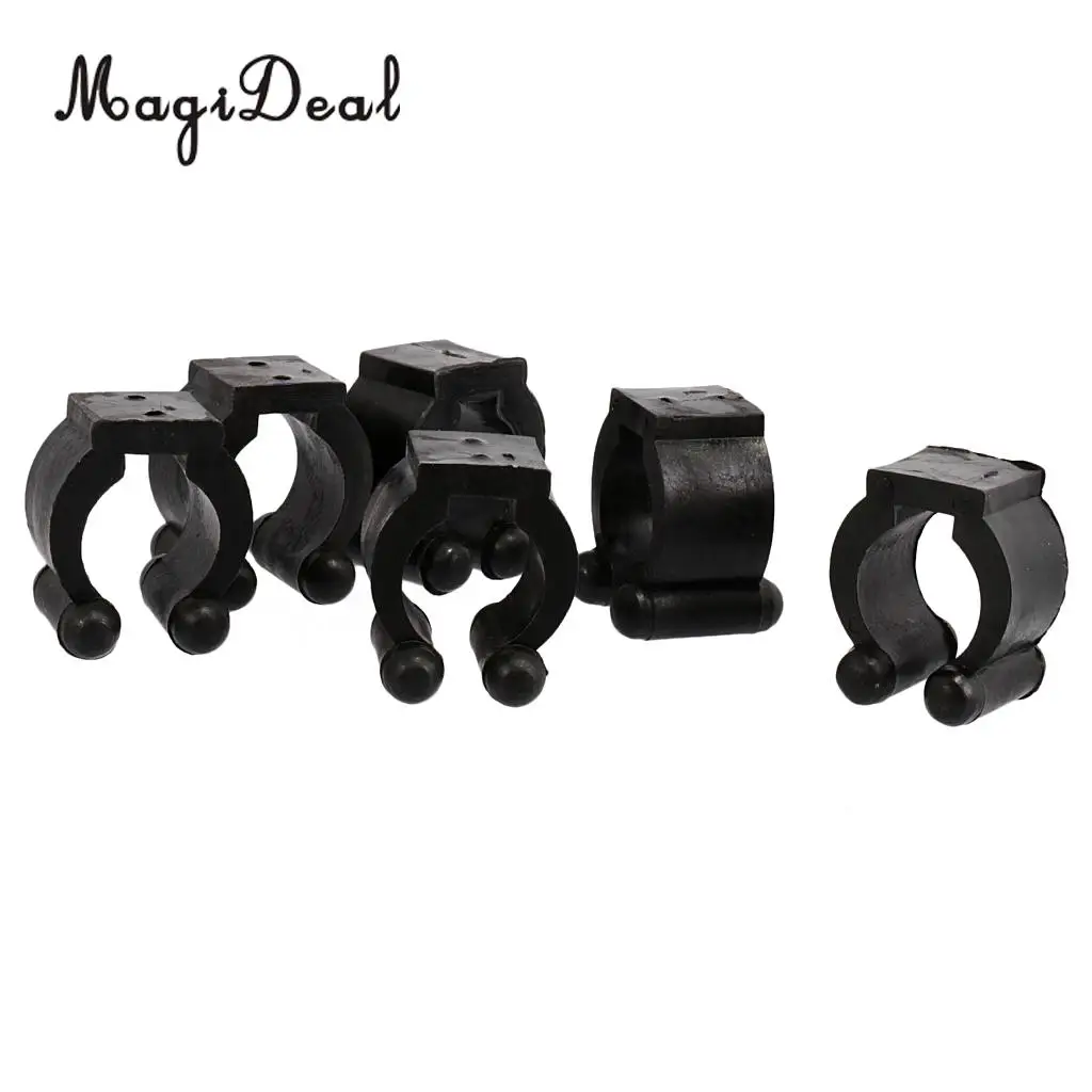 MagiDeal Professional 6Pcs/Lot Small Plastic Cue Clips Round Replacement Cue Clips for Cue Racks Indoor Funny Sport Gifts Black
