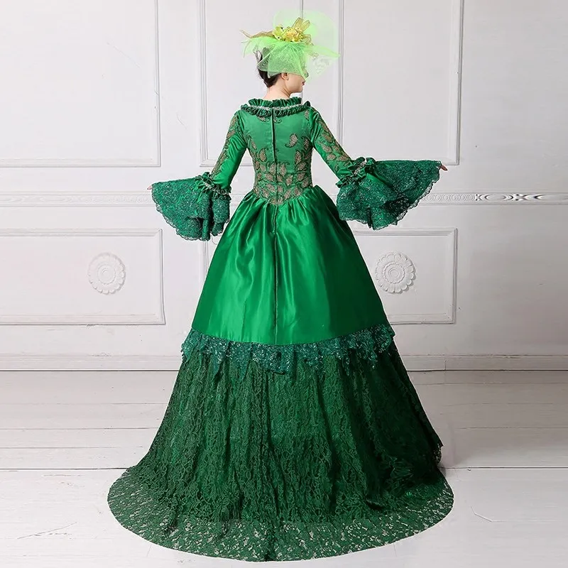 Free Shipping Green Lace Victorian Ball Gown Theater Dress (3)
