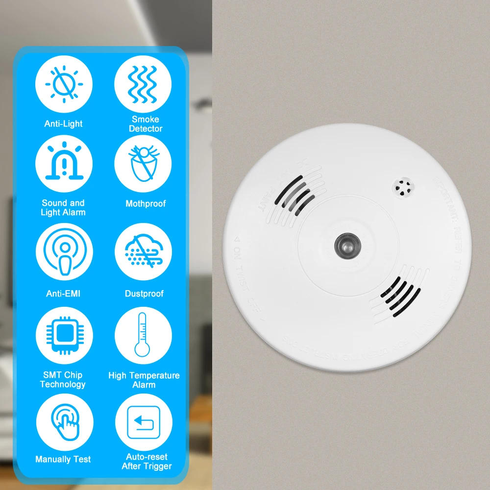 

High Sensitive Alarm Sensor Wired Photoelectric Heat Detector Fire Alert Protection Anti Burning Connect to Wired Zone