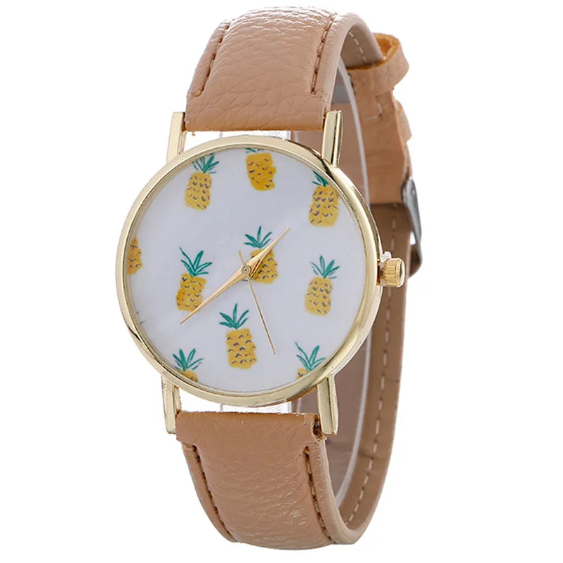 Excellent Quality women's watches casual watches Stylish Pineapple Printing Leather Bracelet Lady Womans Wrist Watch clock M17 (4)