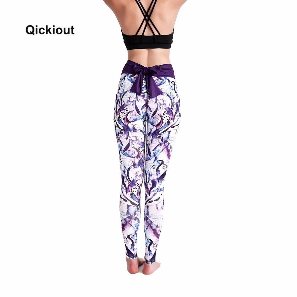 

Qickitout 2018 New Bowknot Style Women's Leggings Sexy Cute High Purple Waist Trousers Pants 3D Printed Purple print render