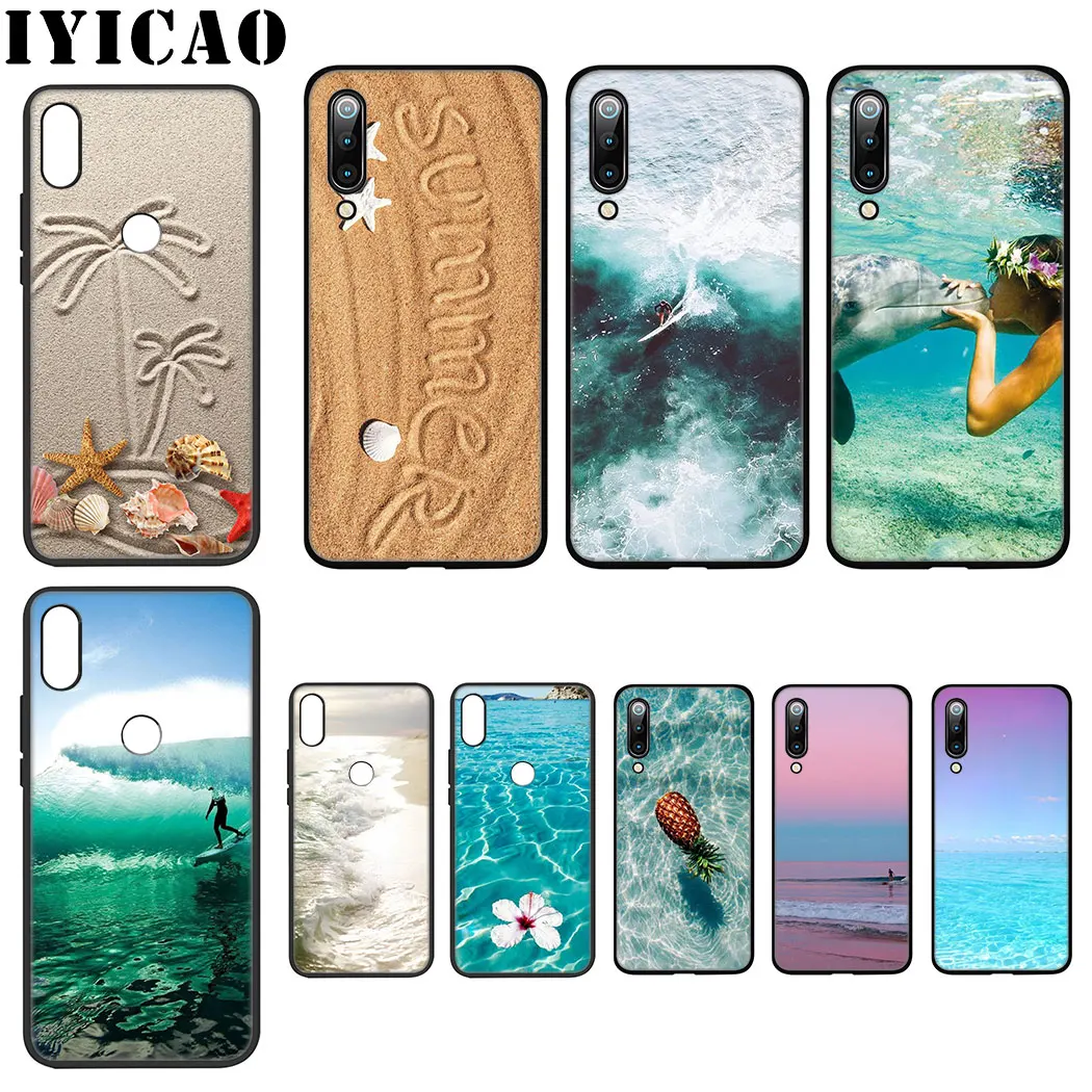 IYICAO летние волны блеск мягкий чехол для Xiaomi Mi на возраст 6 8 9 SE A1 A2 Lite F1 9T A3 Pro CC9E CC9
