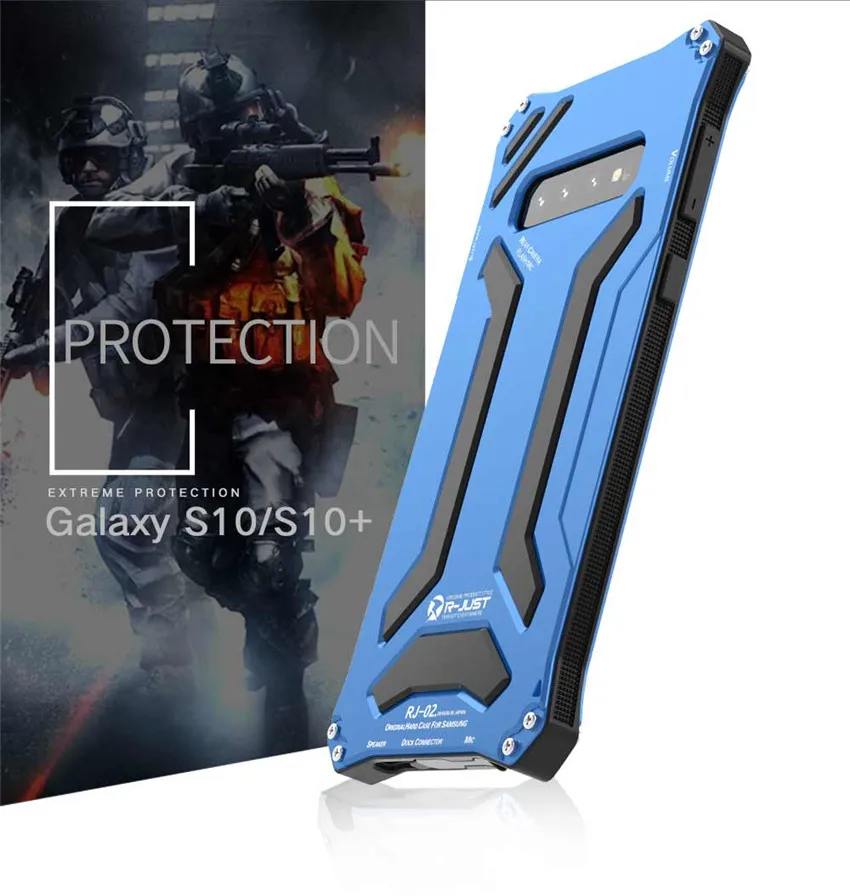 For Samsung Galaxy S10 S10 Plus Case R-JUST Gundam Armor Life Waterproof shockproof Aluminum Metal Cover Case for Galaxy s10+ (4)