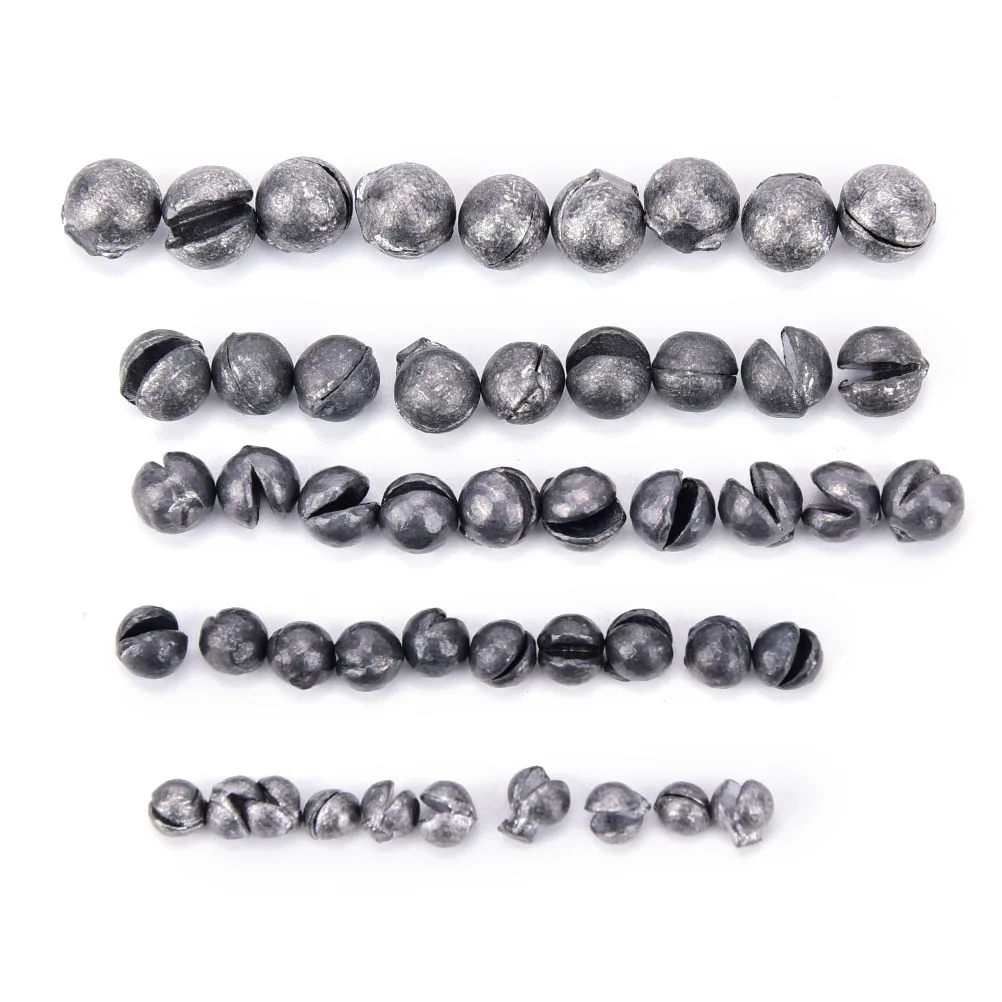 

100Pcs/bag5 Styles Shot Lead Sinker Fishing Shot Lead Carp Fishing Solid Oval Split Fishing Lure Accessories