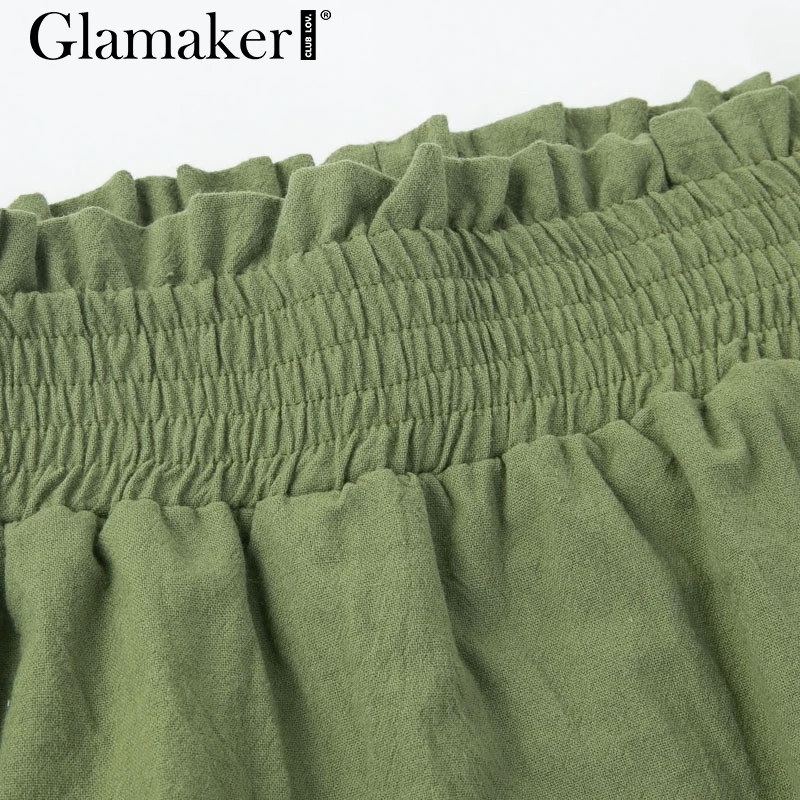 Женские шорты с оборками Glamaker повседневные Мини высокой талией Узкие пляжные для