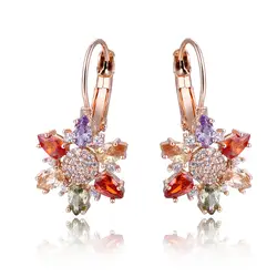 Модные Разноцветные циркониевые кристаллы цветок серьги женские простые темпераментные дикие серьги оптом ювелирные изделия 5-ER0417