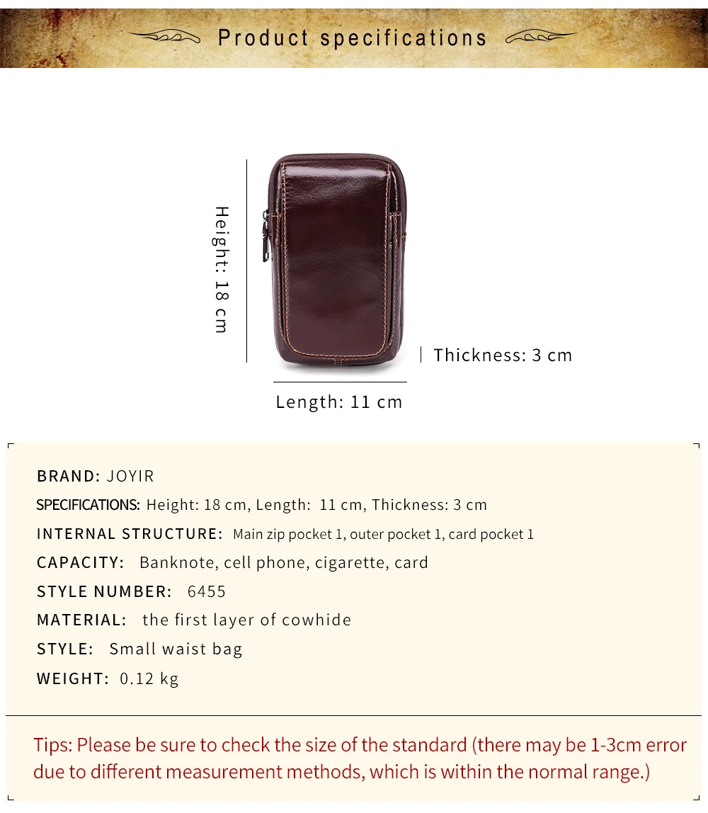 JOYIR 2019 натуральная кожа поясная Сумка Фанни сумка на пояс мешочки для телефона путешествия поясная сумка мужской маленький поясная сумка