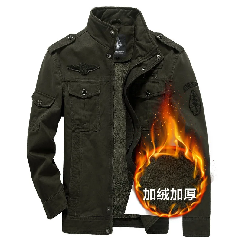 

Brand 2018 Autumn and Winter Men's Plus velvet Coat Warm New Men's Jacket Casual Military Jackets Male Plus Size 6XL Outerwear