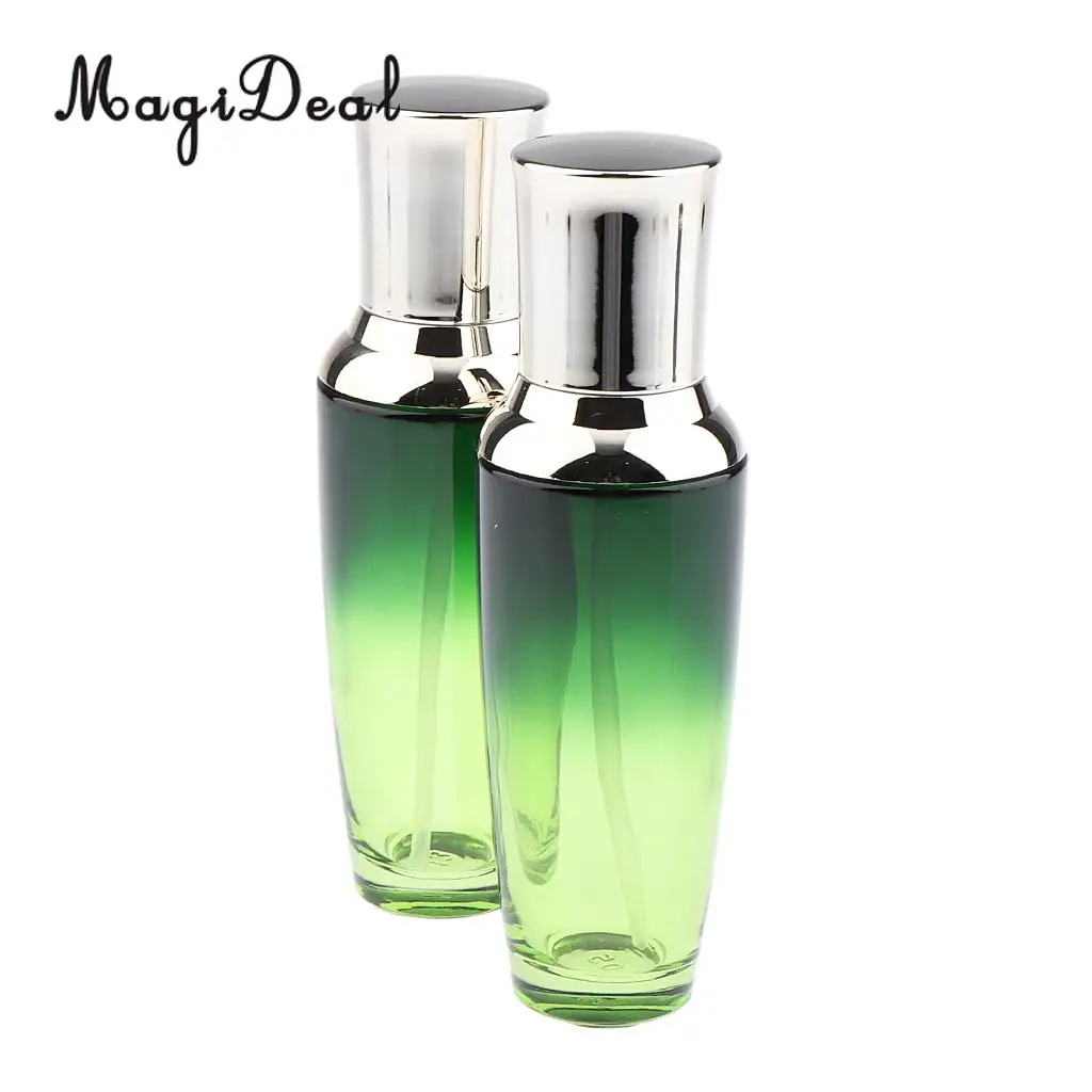 Kesoto 2x Empty Glass Makeup Container Face Cream Jars Pump Bottle Case for Travel